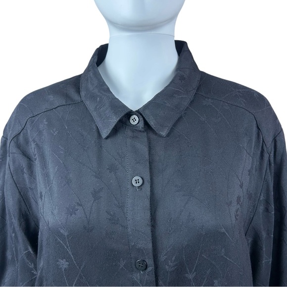 Eileen Fisher Embroidered Button Up Top Shirt Size 2X Goth QuietLuxury Preppy - Picture 4 of 16